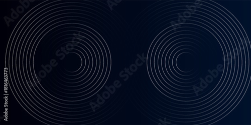 Blue abstract background with glowing circles. Swirl circular lines pattern. Geometric spiral. Twirl element. Modern graphic design. Futuristic technology concept.