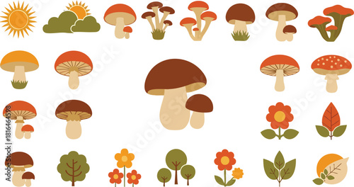 Mushroom Vector Art A Collection of Flat Design Fungi