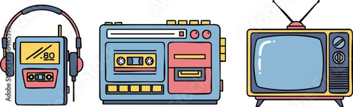 Retro Tech Collection A Nostalgic Display of Media Players and Vintage Television