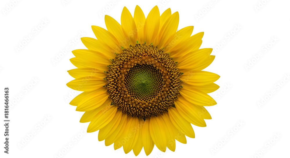 Fototapeta premium Single Yellow Sunflower Bloom Isolated on Black Background