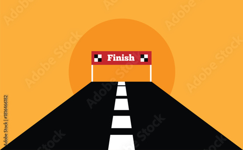 Road with a Finish Sign Banner Colorful Background. Business and sports idea vector art