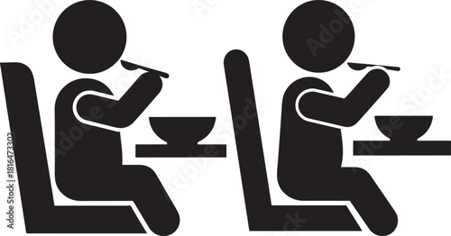 Two people enjoying a meal together in a silhouette