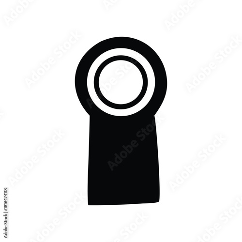 Simple black silhouette of a classic keyhole icon isolated on a white background. Vector graphic symbol for security, privacy, and unlocking secrets or opportunities
