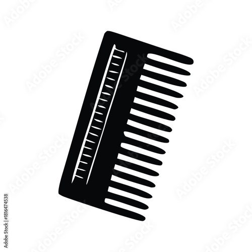 Black and White Comb Icon A Simple Graphic for Hair Care, Styling, and Beauty