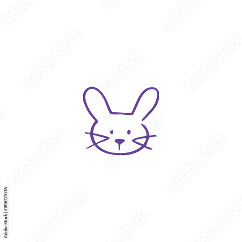 Simple Purple Rabbit Face Icon