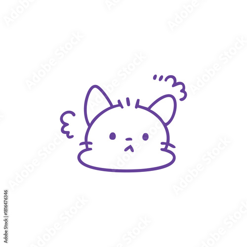 Surprised Cat Face Line Art Illustration
