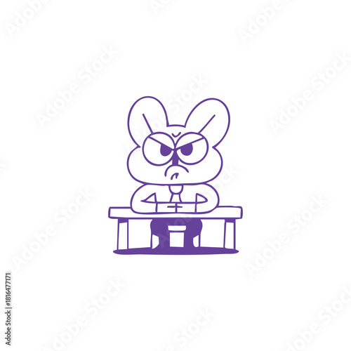 Frustrated Cartoon Character at Desk