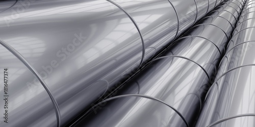 Stack of spiral steel pipes close up, industry or construction background