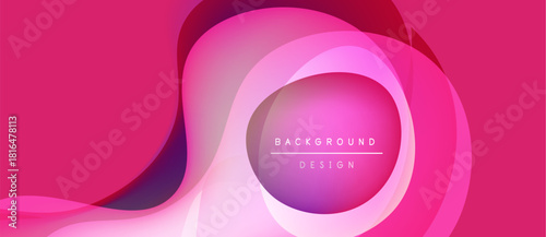 Abstract pink design features flowing shapes, gradients. Text reads background design within central oval form. Modern, vibrant aesthetic.