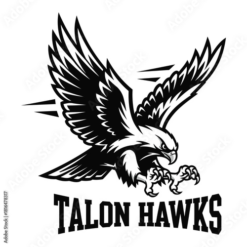 Striking Black and White Eagle Vector Graphic for Team Emblem Design