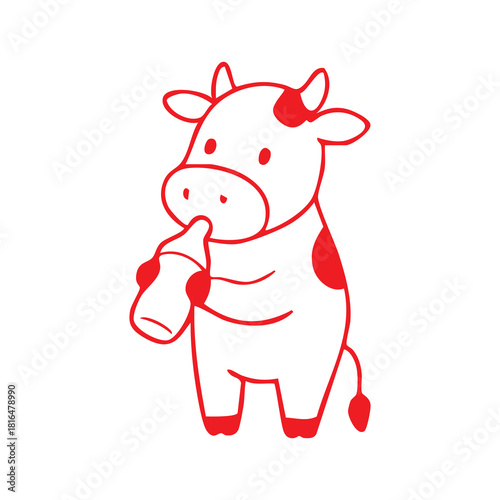 Cow Drinking Milk Cartoon