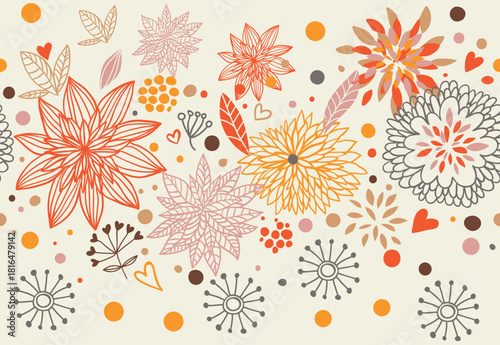 Art & Illustration,floral, seamless, pattern, flower, leaf, abstract, background, design, texture, illustration, decorative, ornament, art, element, graphic, print, repeat, 