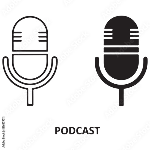 Minimalist Microphone Icons for Podcast and Audio Content
