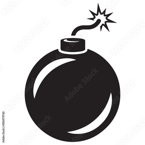 Classic Bomb with Lit Fuse Illustration