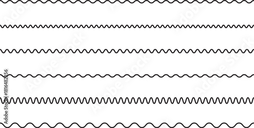 シンプルな波線のベクターイラストセット　
Black simple vector wavy lines