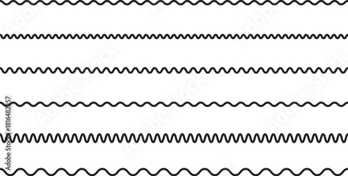 シンプルな波線のベクターイラストセット　
Black simple vector wavy lines