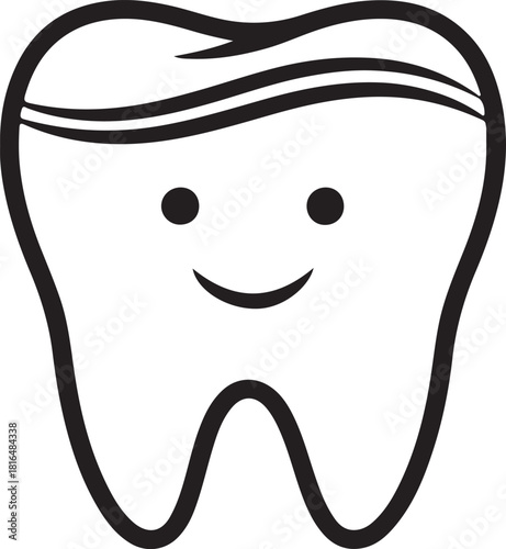 Happy smiling cartoon tooth character illustration representing dental health, oral hygiene, and professional dentistry care concept