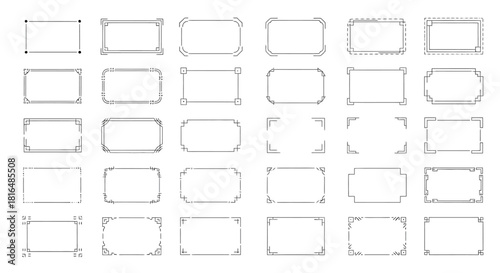 A collection of decorative rectangular frames and borders in various styles, perfect for graphic design and digital art projects