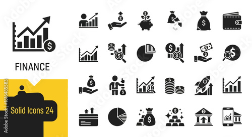 Financial Growth Icons Set Investment, Banking & Money Concepts
