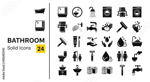 Bathroom Fixtures & Sanitary Ware Icons A Collection for Design Projects