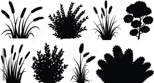 Diverse business people silhouette set, professional men and women standing in modern corporate attire for teamwork.