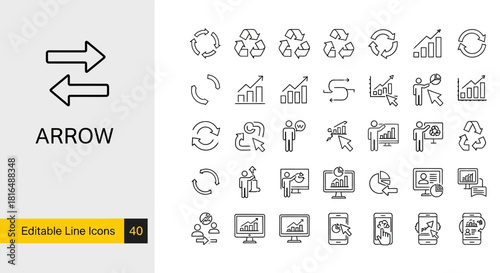 Arrow Icon Set Versatile Line Icons for Direction, Exchange, and Data Visualization