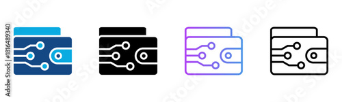 E Wallet Icon Multiple Style Vector Illustration
