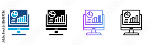 Computer Data Icon Multiple Style Vector Illustration

