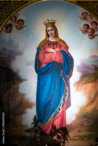Photography Painting (19th century) of the apparition of Our Lady of La Salette
