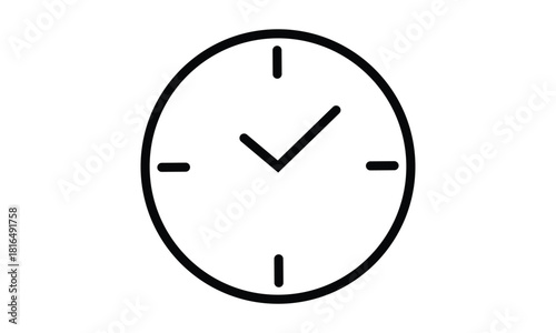 Minimalist clock icon with checkmark symbolizing time management vector icon isolated on transparent background. EPS 10