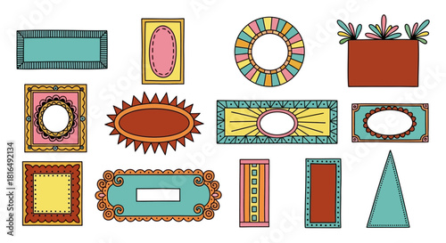 Colorful Decorative Frames and Borders Set Vintage Designs for Creative Projects