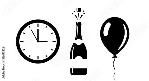 Monochrome Winter Holiday Celebration Symbols