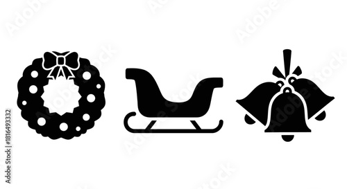 Seasonal Yuletide Graphic Decorations Set