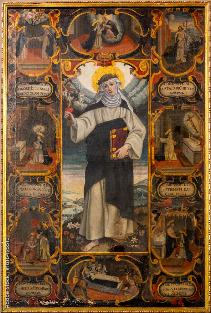 Obraz premium Painting (19th century) of Saint Catherine of Siena. Saint of the Roman Catholic Church.