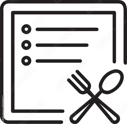 List with Spoon and Fork Icon for Restaurant Menu or Recipe Application
