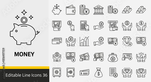 Money and Finance Icons Banking, Investment, and Savings Symbols