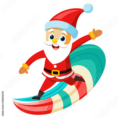 Surfing santa a festive holiday character riding a wave silhouette

