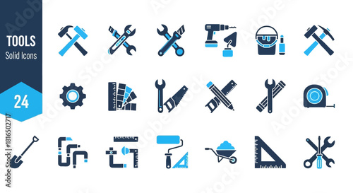 Tools Icon Set A collection of various construction, repair, and building tools