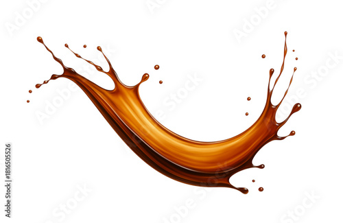 Realistic splash of tea, coffee, Cola or whiskey with drops. Vector illustration