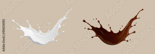 Milk and chocolate splashеs. Vector illustration