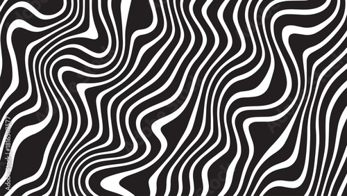 Minimal Black and White Fluid Wave Lines Background with Soft Liquid Flow


