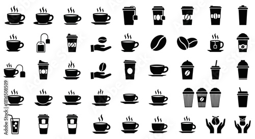 Coffee and Tea Icons A Collection of Beverage Symbols for Various Applications