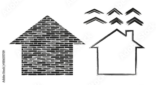Architectural House Designs - Brick Structure and Outline.