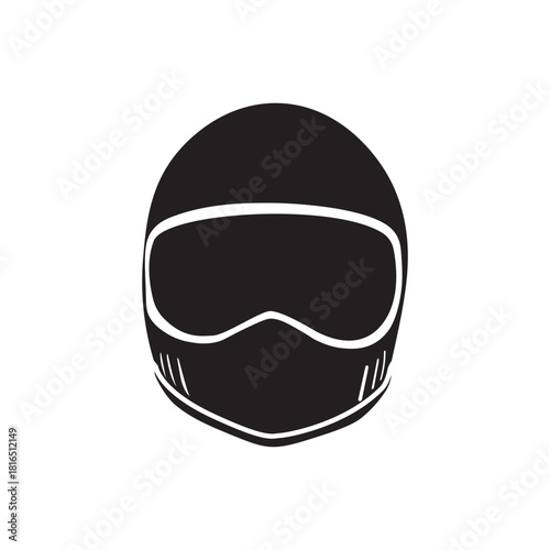 Full face visor helmet silhouette. Full-face helmet with visor motorsport and protective gear icon. Clean vector, scalable for logos.