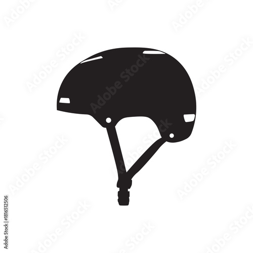 Open face helmet silhouette icon. Open-face helmet with chin strap ideal for scooter, motorcycle and safety designs. Editable SVG, EPS, PNG.