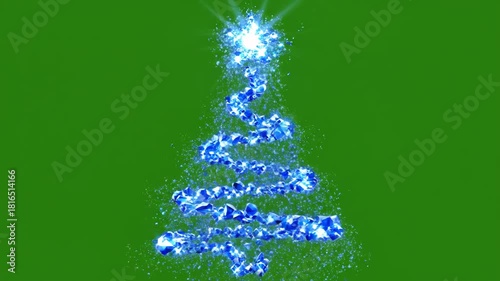 Christmas Tree Animation on Green Screen Background.