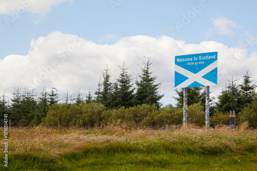 Roadside Border Sign Marking the Crossing from England into Scotland - 
