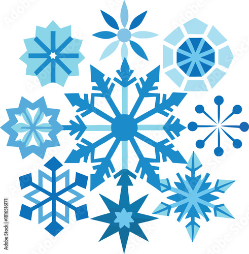 Elegant Snowflake Designs on White Background