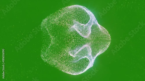 Abstract Particle Flow Animation on Green Screen Background.