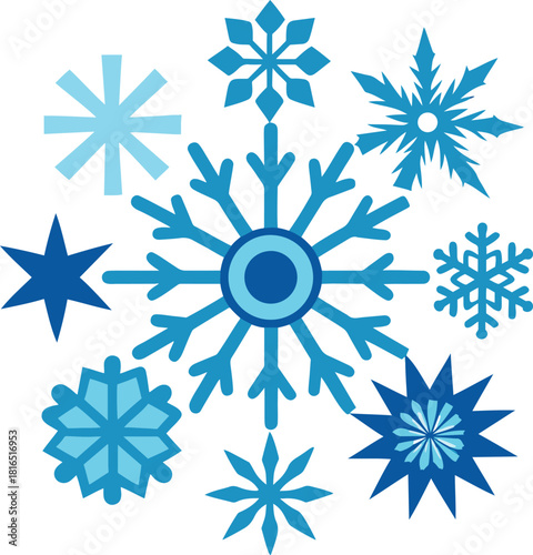 Delicate Snowflakes Macro Photography on White Background